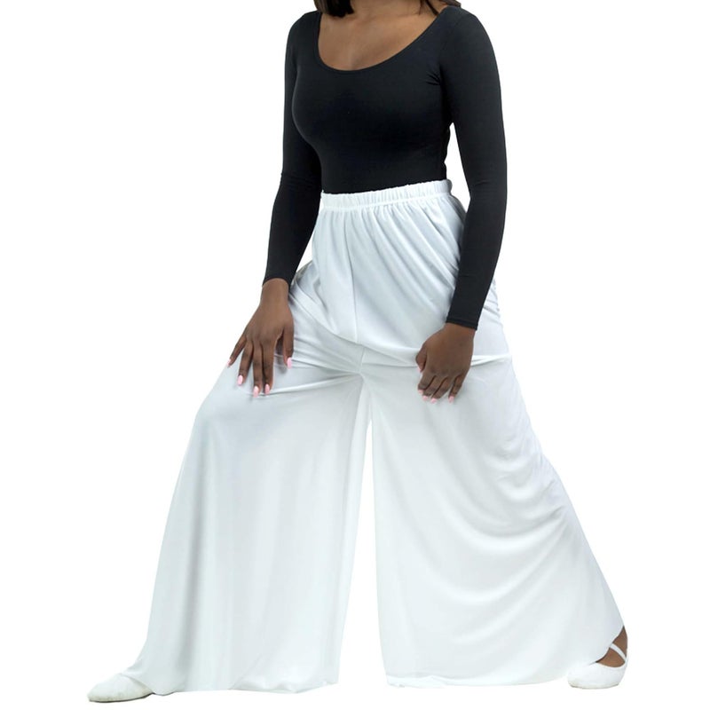 Danzcue Womens Celebration of Spirit Palazzo Pants, White, Large - Image 4
